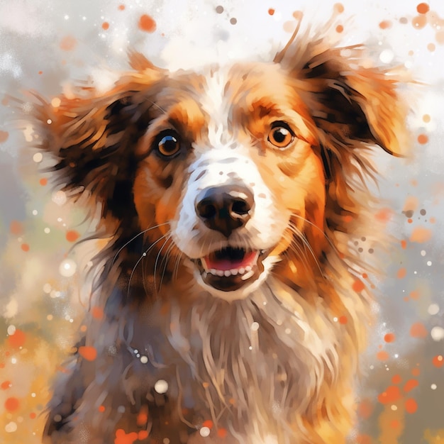 Painting of a dog with a happy look on his face generative ai