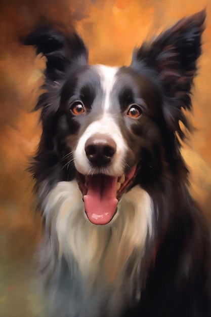 Painting of a dog with a happy look on his face generative ai