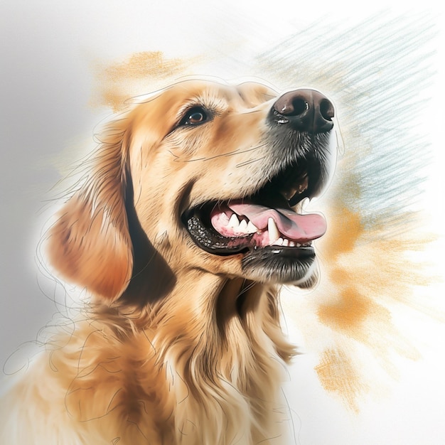 Painting of a dog with a happy look on his face generative ai