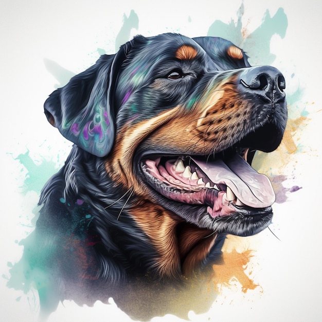 painting of a dog with a large smile on his face generative ai