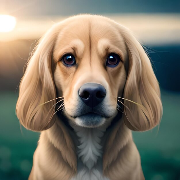 A painting of a dog with a long nose and a black nose.