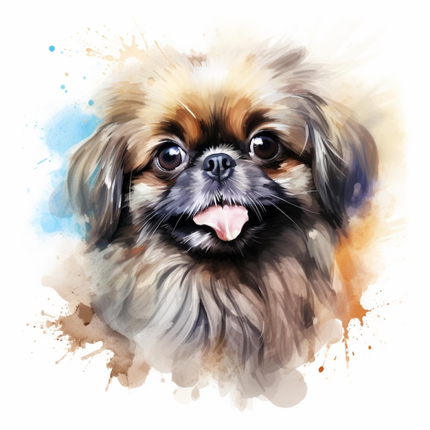 painting of a dog with a long tongue and a big smile generative ai