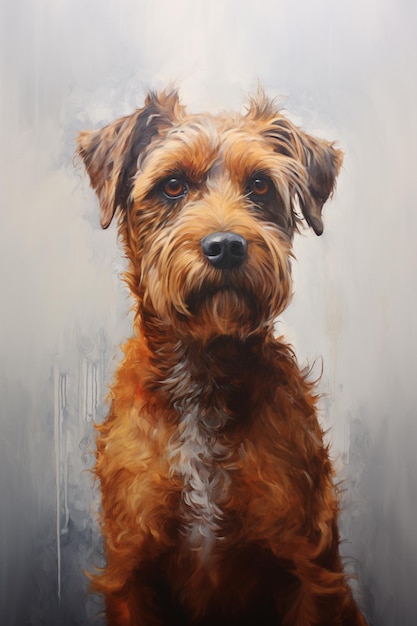 painting of a dog with a sad look on his face generative ai