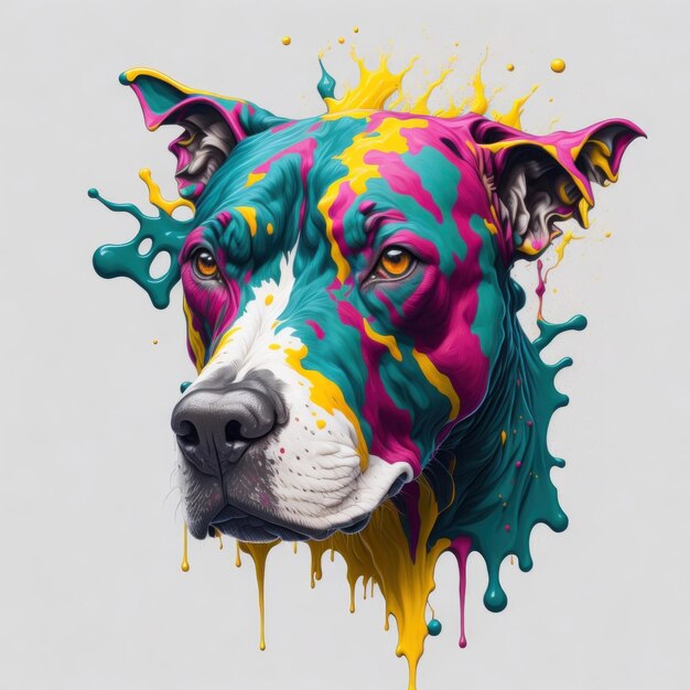 A painting of a dog with the word pit bull on it