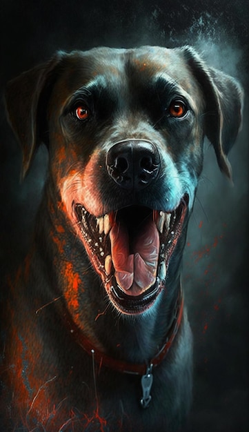 A painting of a dog with the word rottweiler on the front.