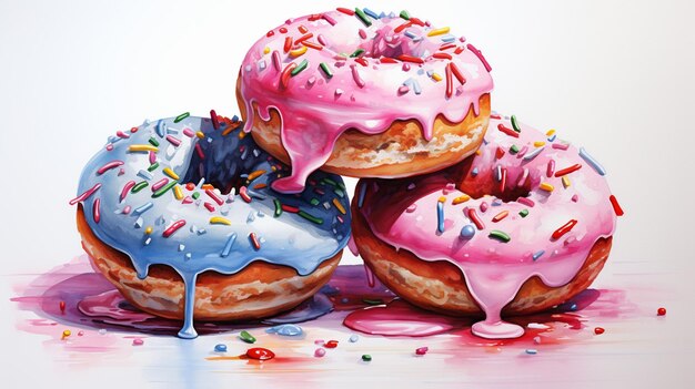 a painting of a donut with sprinkles on it