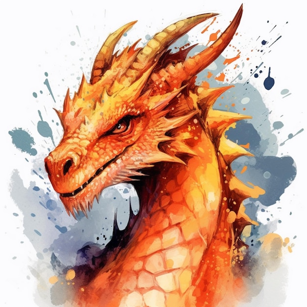 painting of a dragon with a red and yellow color scheme generative ai