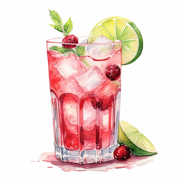 painting of a drink with ice generative ai