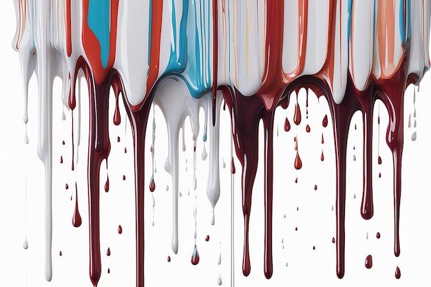 Photo a painting of a dripping liquid dripping down from a white background generative ai