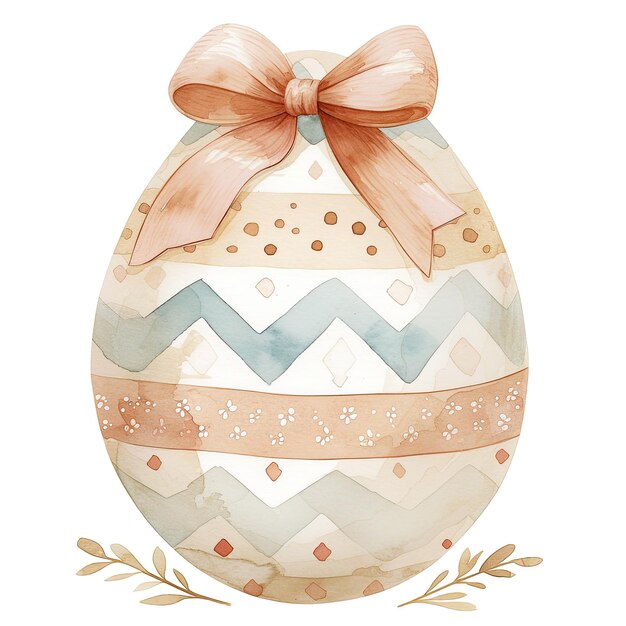 Photo a painting of a easter egg with a pink bow