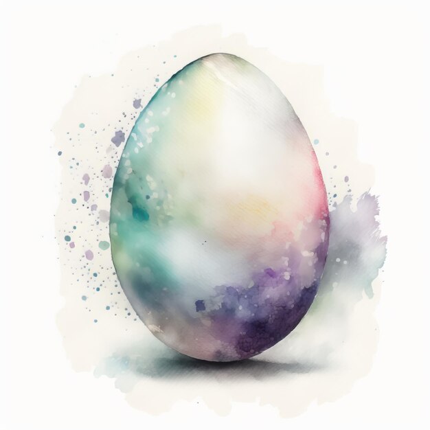 A painting of a egg with a purple and blue background.