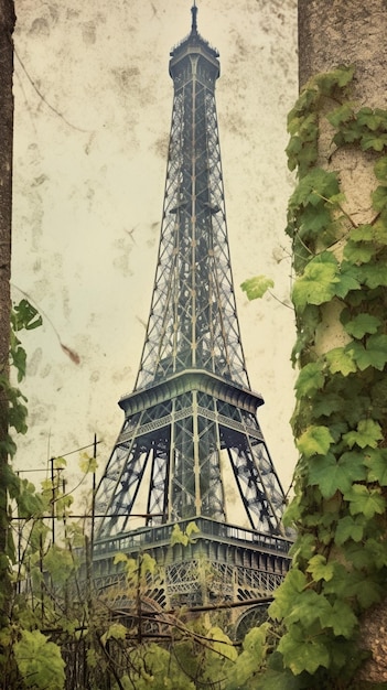 A painting of the eiffel tower from paris