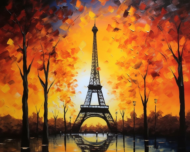 A painting of the eiffel tower in paris