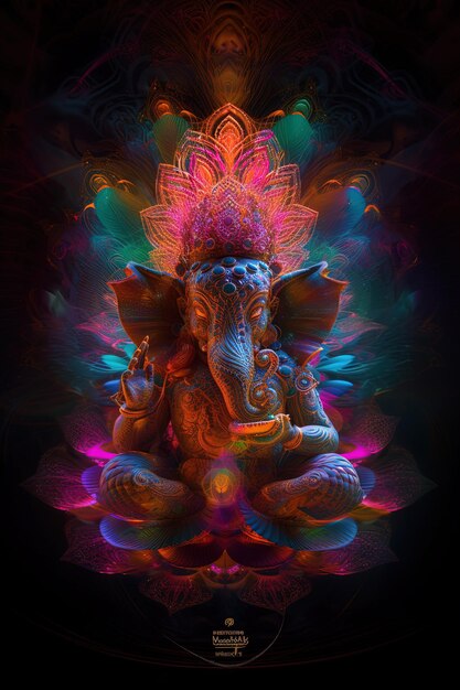 Photo a painting of an elephant with a colorful background