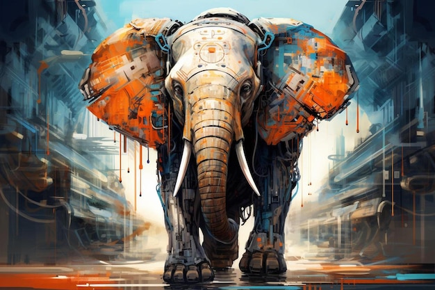 a painting of an elephant with the words  elephant  on it