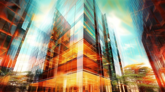 Покраска экстерьера бизнес-зданий концепт будущего Сгенерированный ИИ