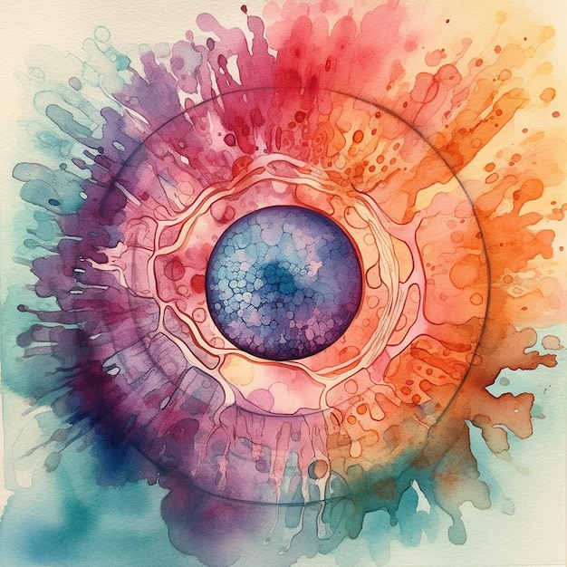 a painting of an eye with a colorful pattern.