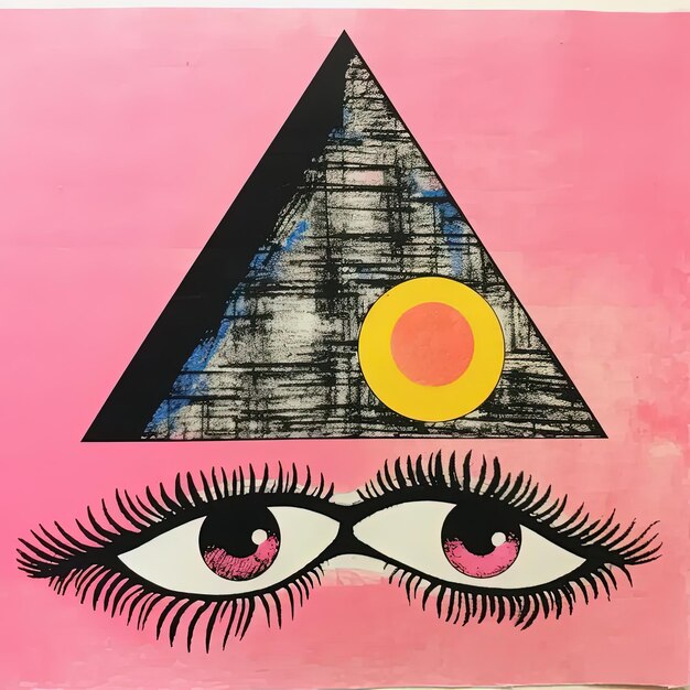 Photo a painting of an eye with a triangle on top of it