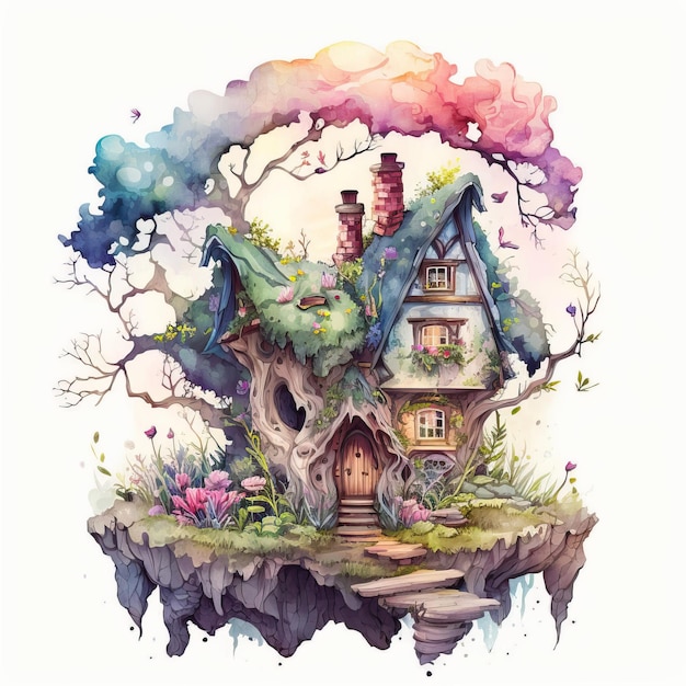 A painting of a fairy tale house by the artist's artist