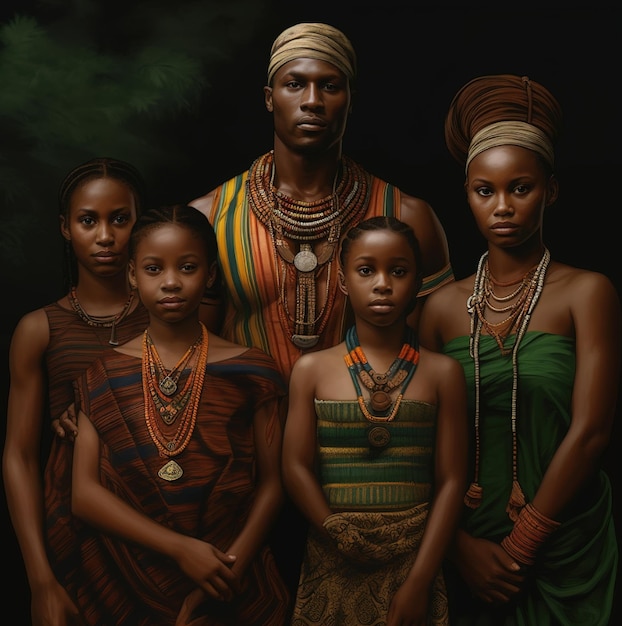 A painting of a family of people