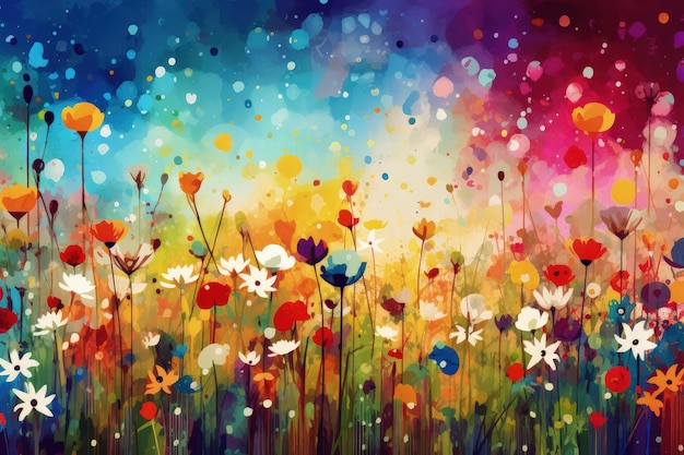 A painting of a field full of flowers generative AI