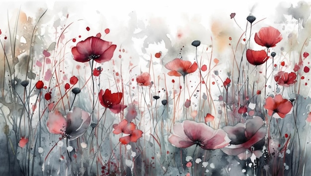 A painting of a field of poppies.