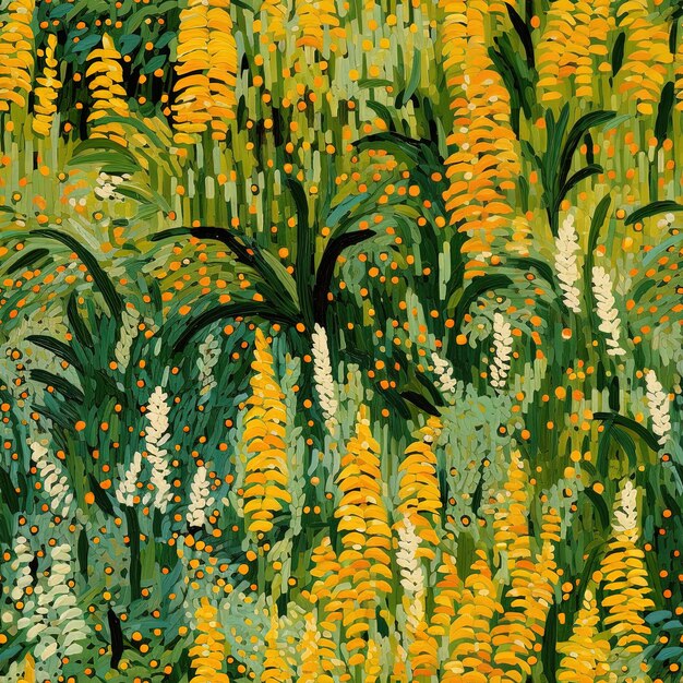 Photo a painting of a field of yellow flowers