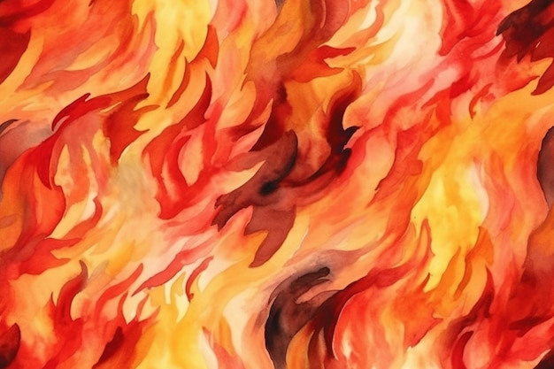 A painting of a fire with flames on it generative ai