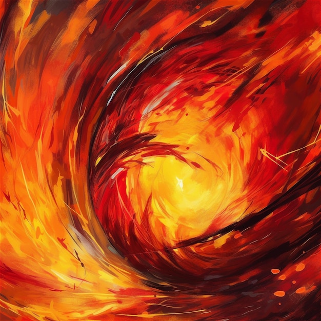 A painting of a fireball with the word fire on it