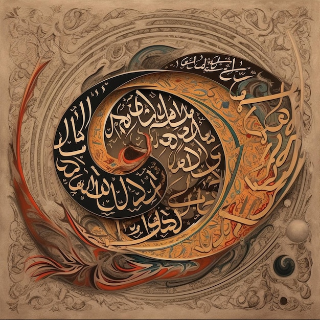 A painting of a fish with arabic writing on it