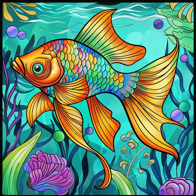 a painting of a fish with the title  fish  on it