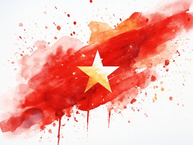 Photo a painting of a flag with a red and white background