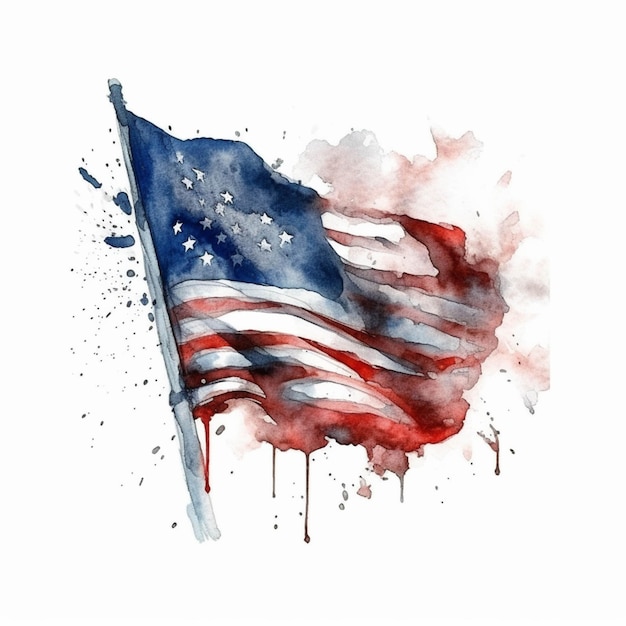 Painting of a flag with a splattered background generative ai