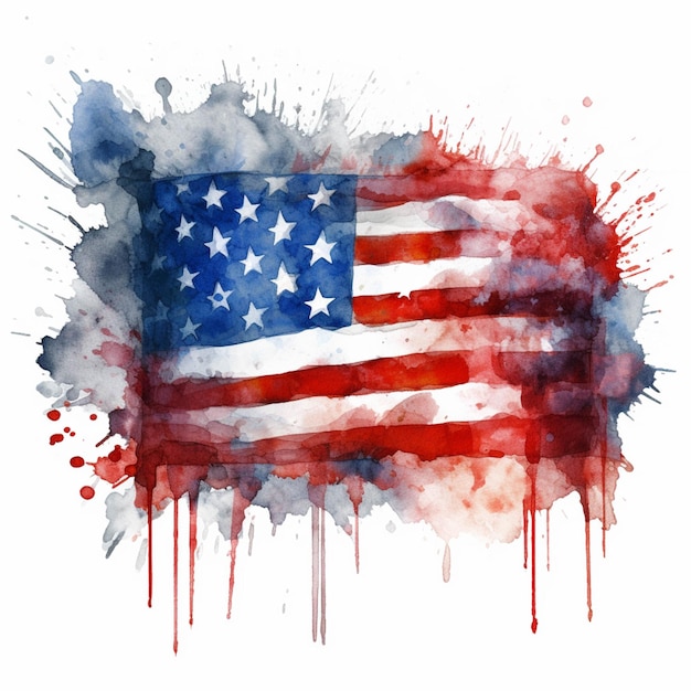 Painting of a flag with a splattered background generative ai