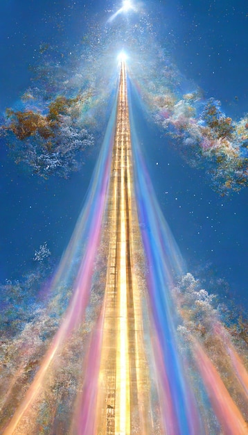 Foto un dipinto di una rampa di scale che si chiama cielo.