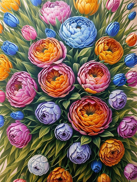 Painting of a flower bouqet