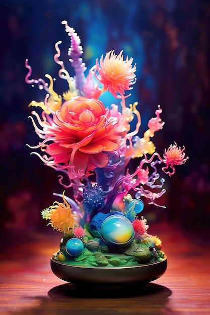 꽃과 바다 생물의 그림