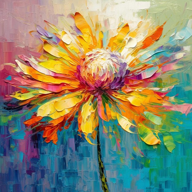 Painting of a flower with a colorful background generative ai