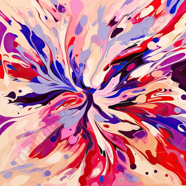 A painting of a flower with lots of colors