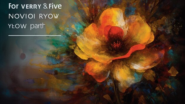 A painting of a flower with the title'flower & five'on it