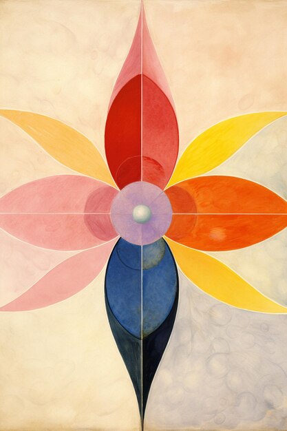 Painting of a flower with a white center and a red center generative ai