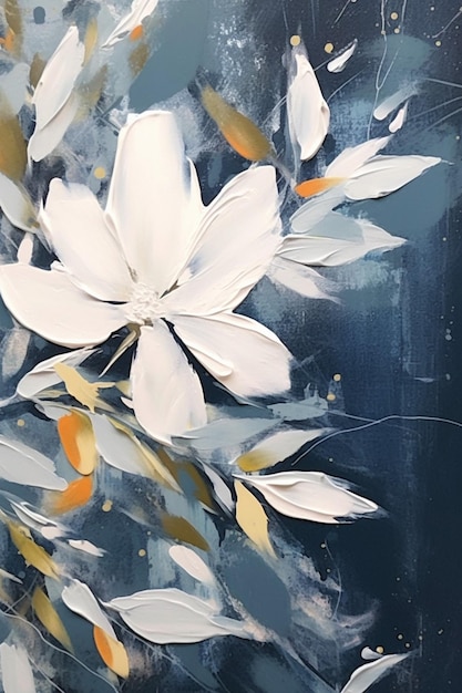 a painting of a flower with the word quot white quot on it