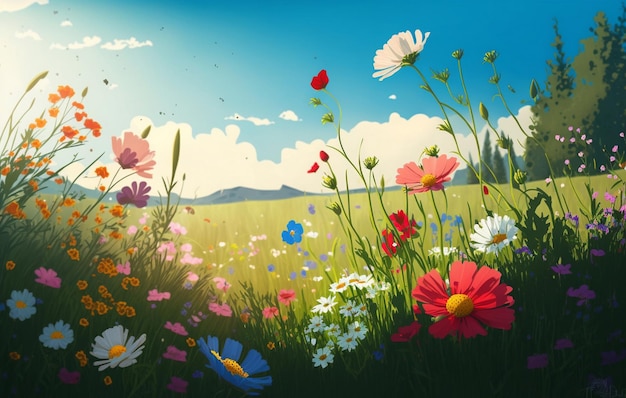 A painting of flowers background