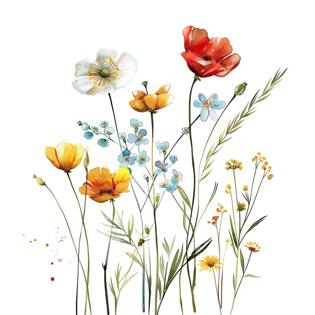 a painting of flowers and grass with the word spring on it