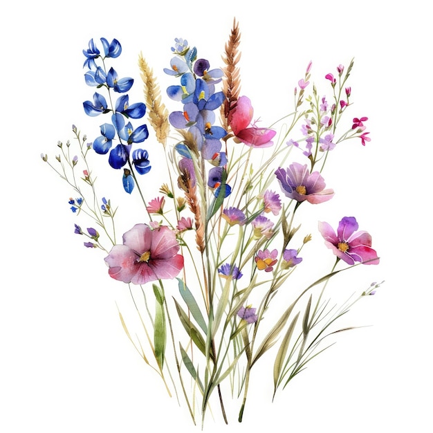 Photo a painting of flowers and grass with the word wildflowers