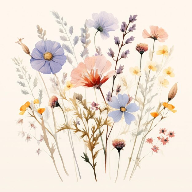 Photo a painting of flowers and grass with the words  spring  on the bottom