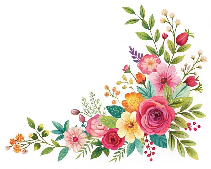 Photo a painting of flowers and leaves with a picture of flowers