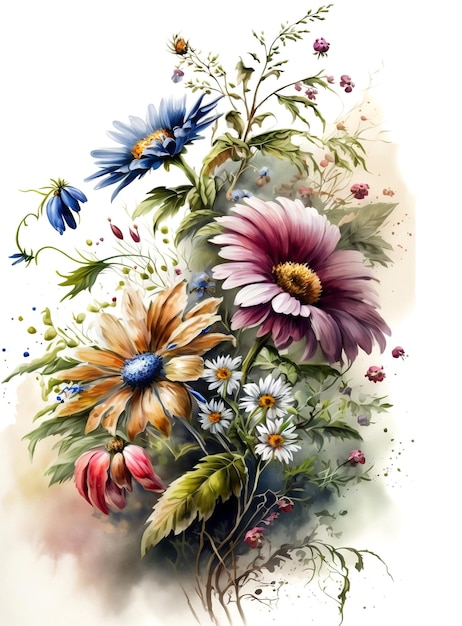 A painting of flowers and leaves with the word " dandelion " on it.