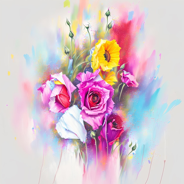 A painting of flowers that is titled " the word " on it. "