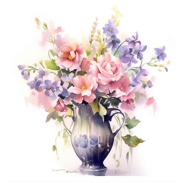 花瓶に入った花の絵で、「花」という文字が書かれています。
